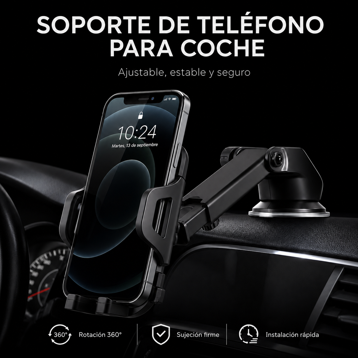 Soporte para teléfono con ventosa para coche