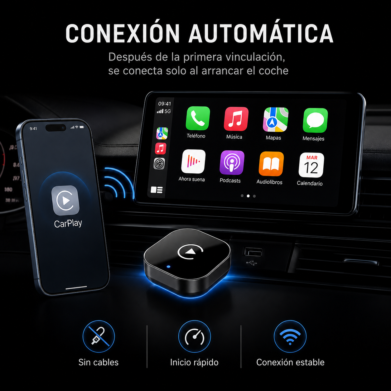 ADAPTADOR CAR PLAY Y ANDOID AUTO